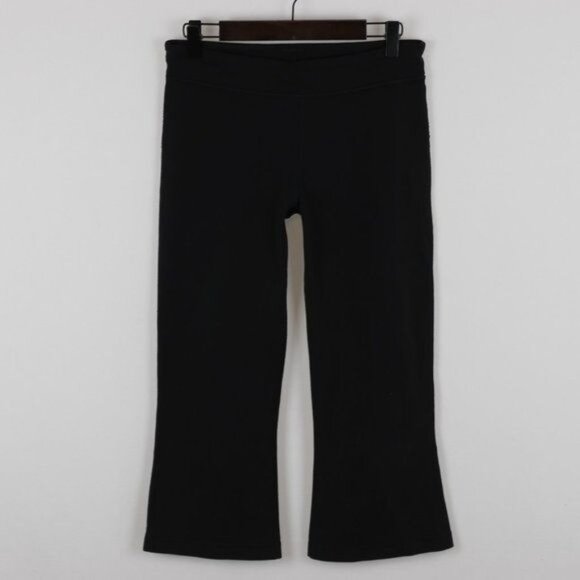 Lululemon Women's Size 6 Black Mid Rise Vented Flare Crop Activewear Leggings - Picture 1 of 8